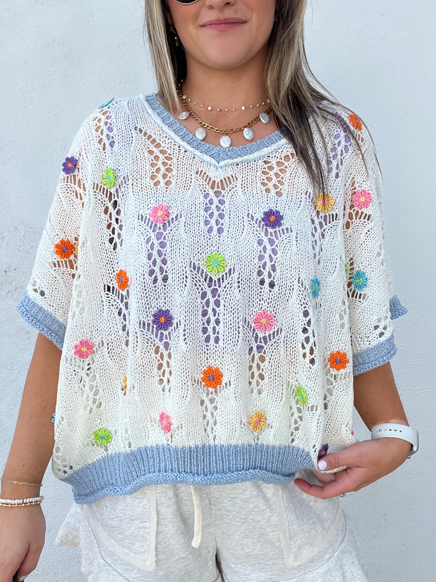 The Country Side Floral Top - BLUE