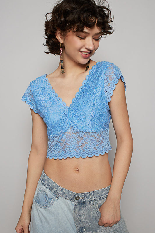 The Cass Lace Top - BLUE