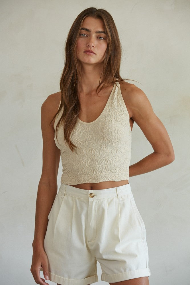 Jacquard Cross Back Halter Tank