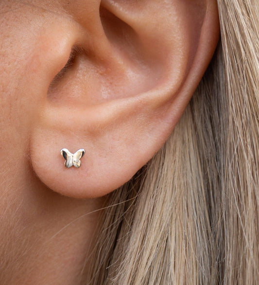 Mini Butterfly Studs | Silver