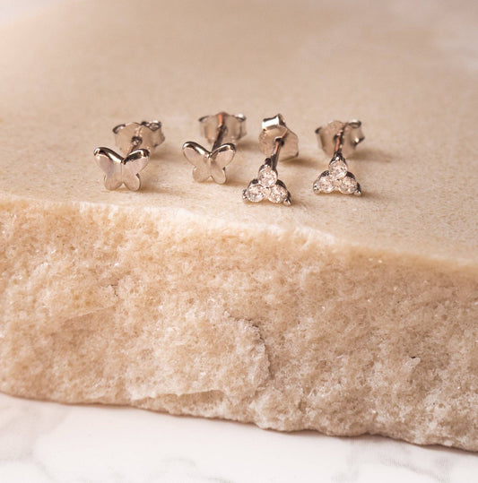 Mini Butterfly Studs | Silver