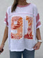 Short Sleeve 91 Varsity Top - (Ivory/Pink)