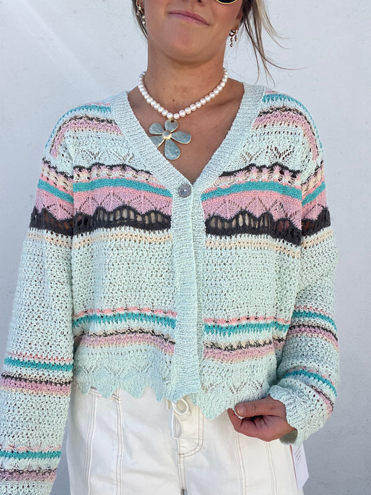 Soft Mint Scalloped Cardigan