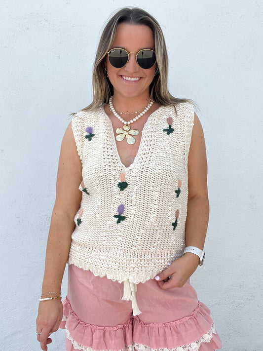 Wildflower Knit Sweater Vest