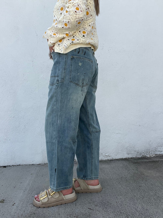 The Misty Painted Barrel Jeans