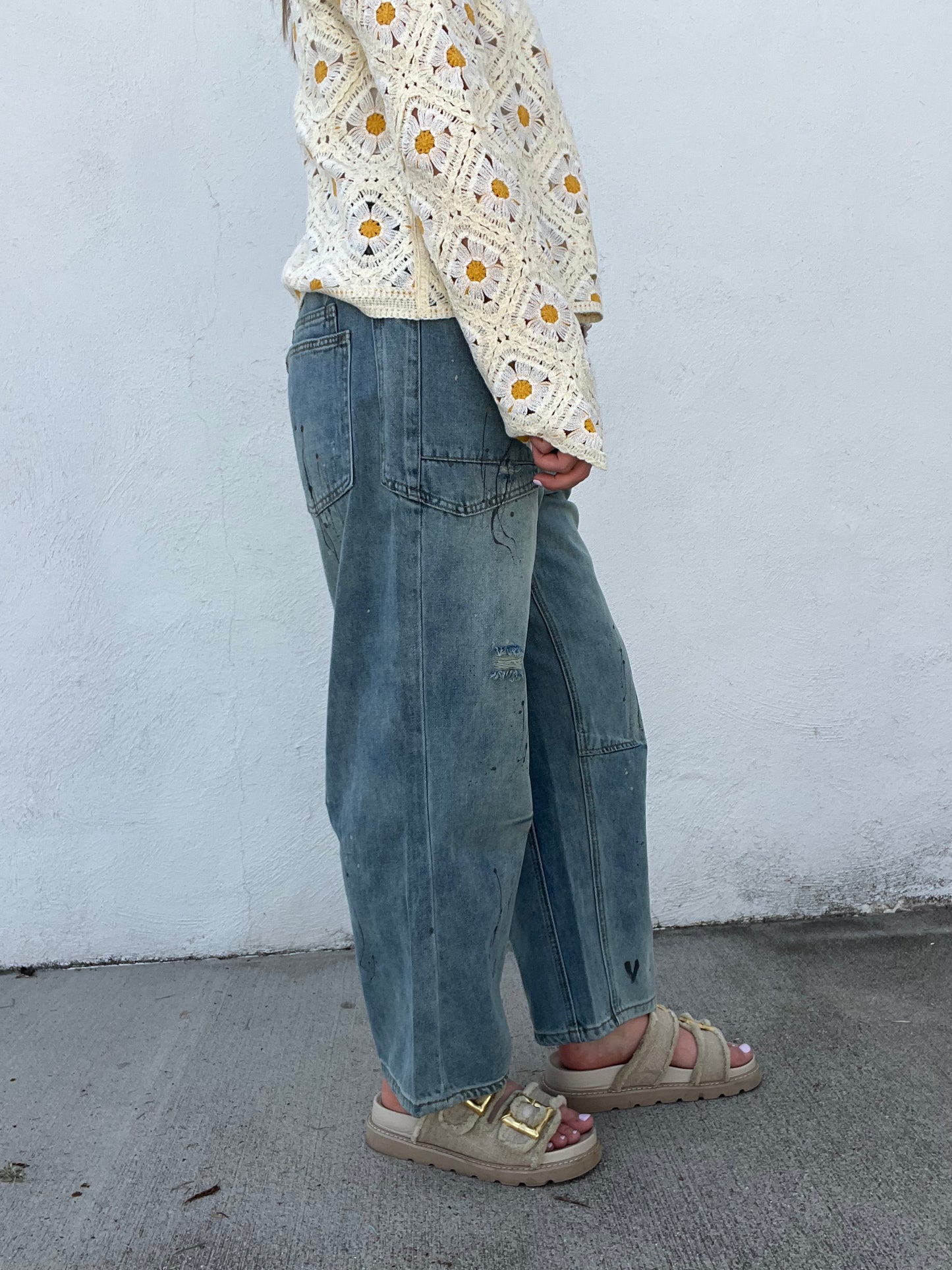 The Misty Painted Barrel Jeans