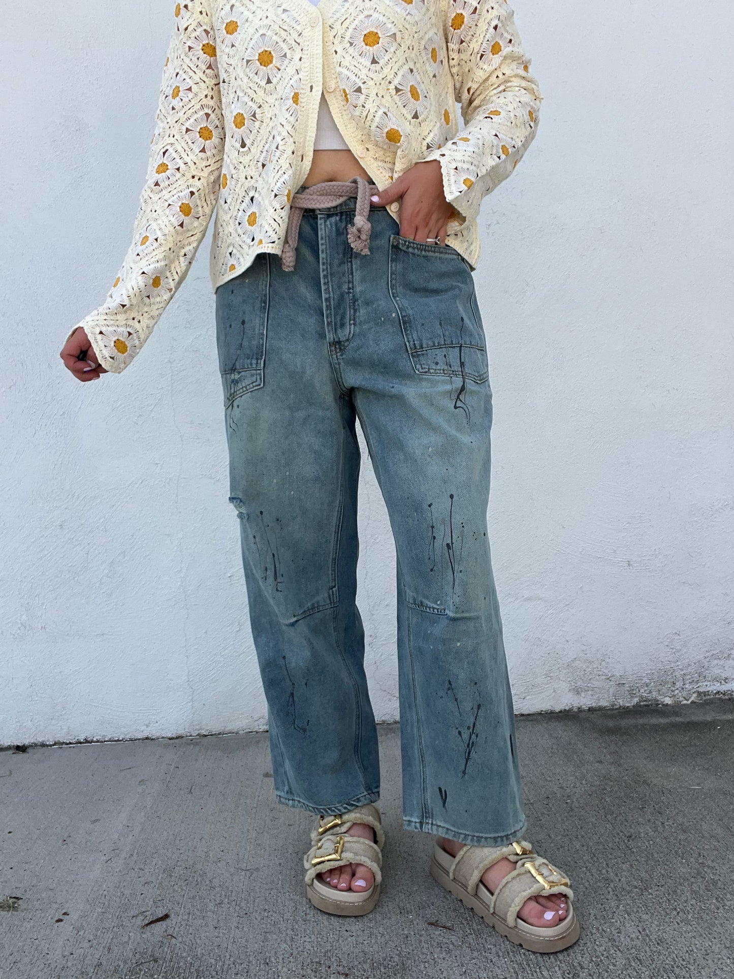 The Misty Painted Barrel Jeans