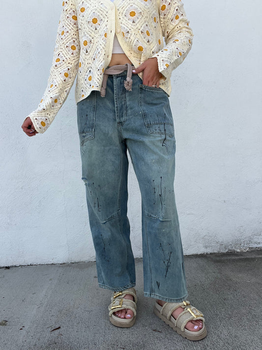 The Misty Painted Barrel Jeans