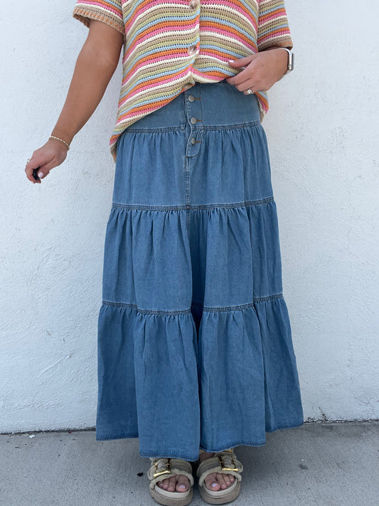 The Alexis Denim Maxi Skirt