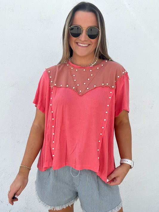 The Ocean Pearl Top - WATERMELON