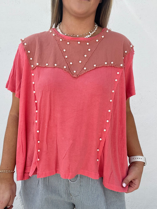 The Ocean Pearl Top - WATERMELON