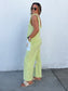 Mineral Washed Flower Jumpsuit - LIME