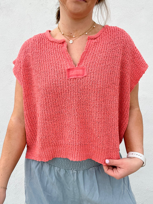Laguna Sweater Vest - CORAL