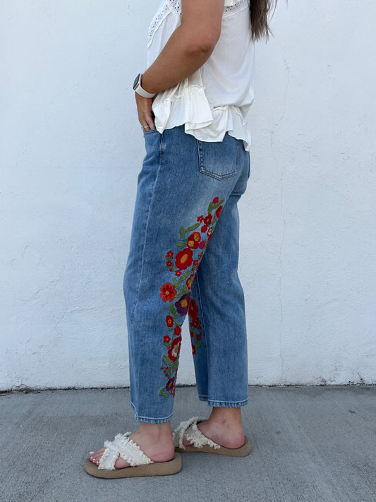 Threaded Blooms Jeans - PREORDER 6/17