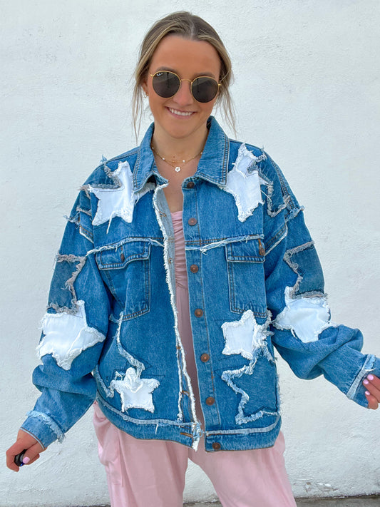 Stellar Stitch Denim Shacket