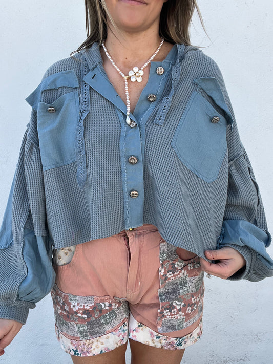 Vivid Vibe Thermal Shacket - ASH BLUE