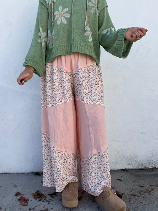 Wild Flower Wide Leg Pants - PINK