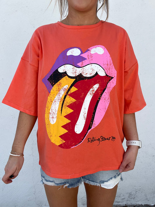 Coral Rolling Stone Tee