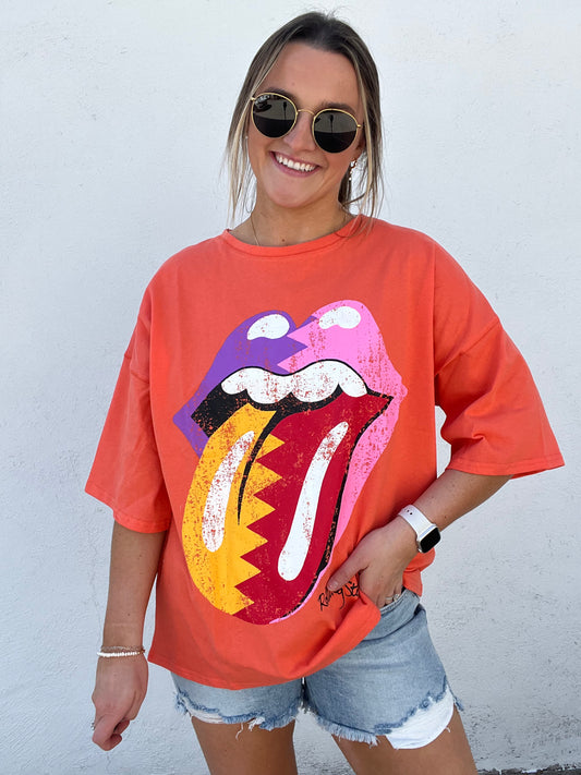 Coral Rolling Stone Tee