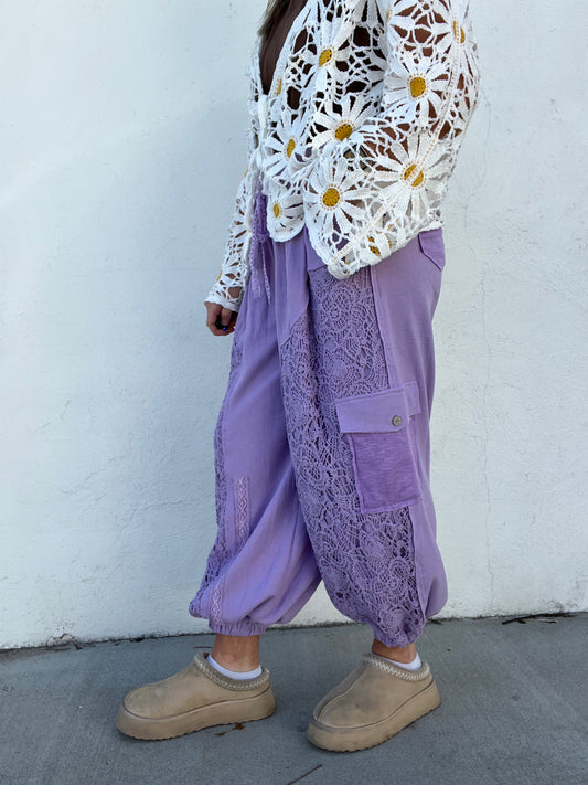 The Grant Crochet Joggers - LILAC