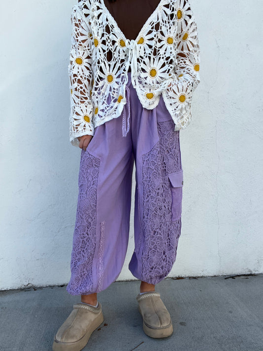 The Grant Crochet Joggers - LILAC