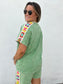 Granny Square Short Sleeve Top - MINT GREEN