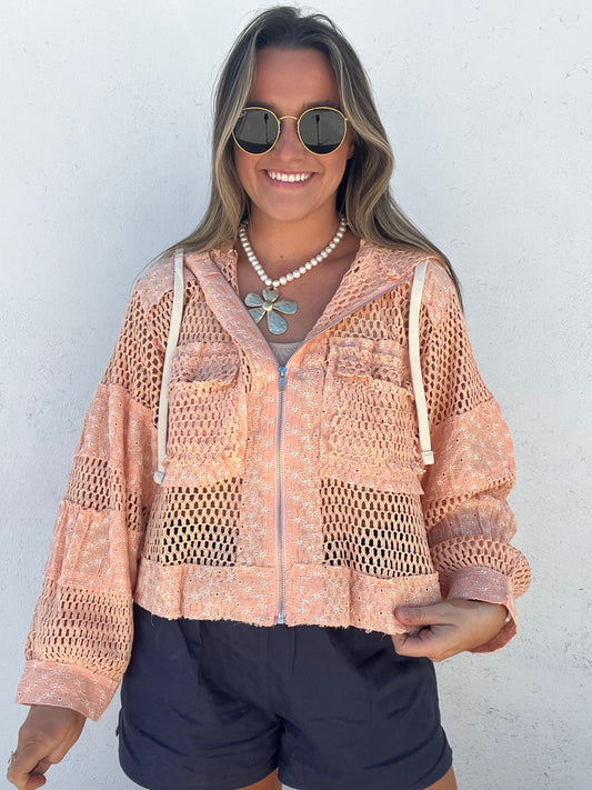 Petal Pop Zip Up - CORAL