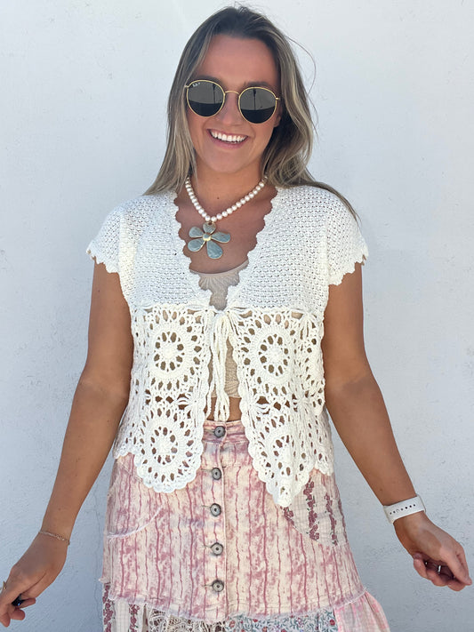 The High Tide Crochet Self - Tie Top PREORDER MED AND LARGE 5/10