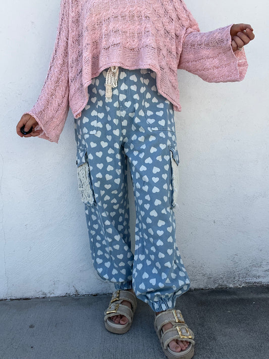 Charm Denim Joggers - HEART DENIM