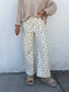 Ditsy Printed Front Pocket Stretch Wide Leg Jeans