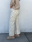 Ditsy Printed Front Pocket Stretch Wide Leg Jeans