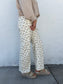 Ditsy Printed Front Pocket Stretch Wide Leg Jeans