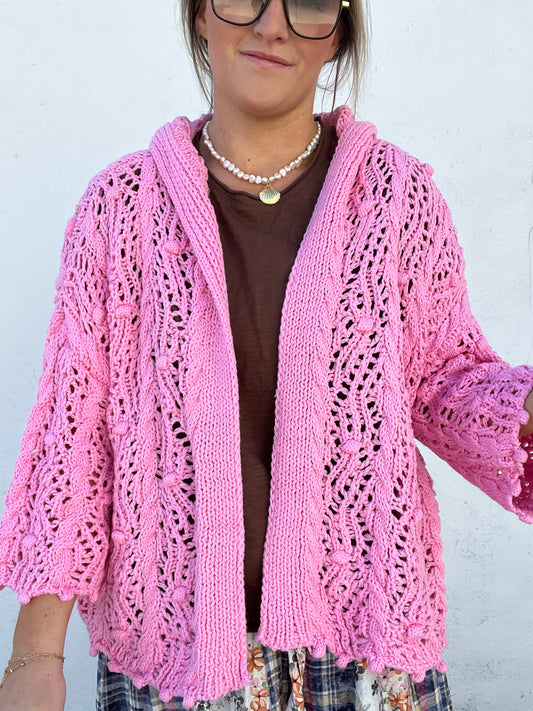 Bubble Blush Crochet Cardigan