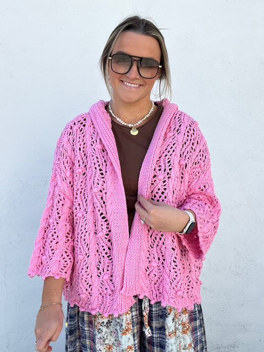 Bubble Blush Crochet Cardigan