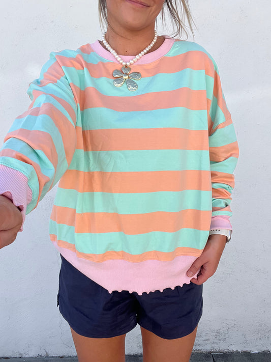 Spring Blooming Top - ORANGE/TEAL
