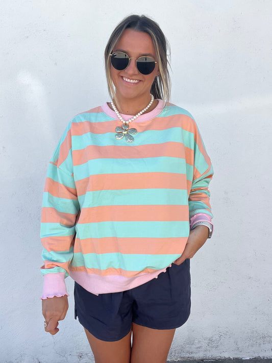 Spring Blooming Top - ORANGE/TEAL