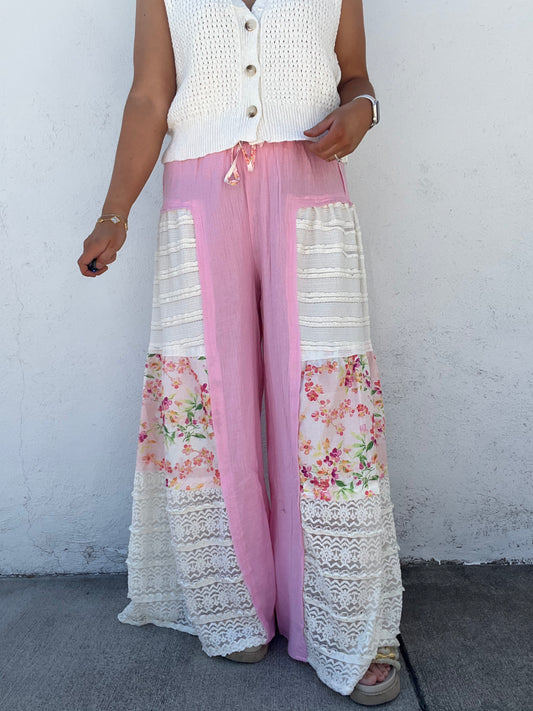 The Destiny Floral Pants - PINK