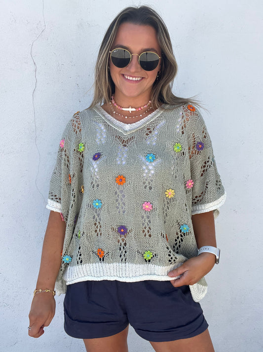 The Country Side Floral Top - SAGE