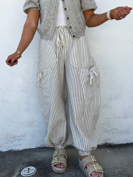 Game On Striped Drawstring Side Pocket Jogger Pants