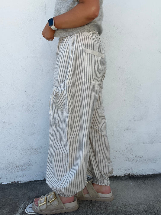 Game On Striped Drawstring Side Pocket Jogger Pants