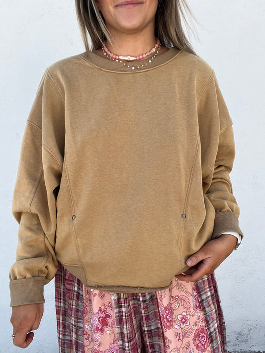 Reversible Twist-front Washed Terry Sweatshirt Top