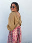 Reversible Twist-front Washed Terry Sweatshirt Top
