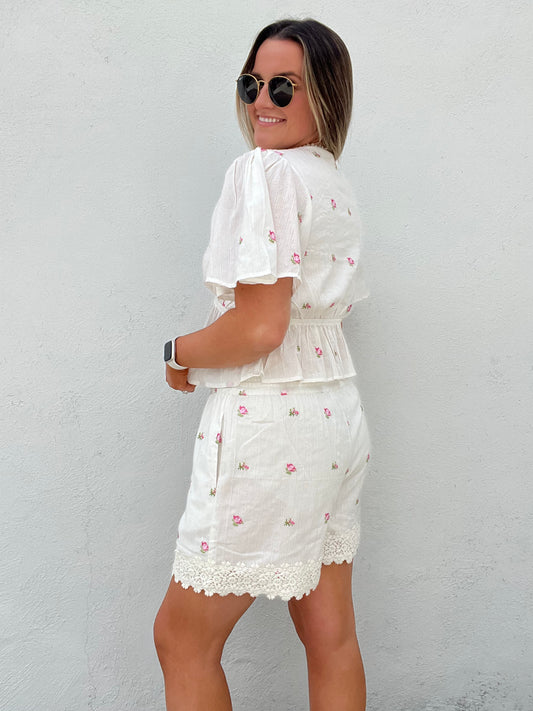 The Sweetheart Embroidered Shorts