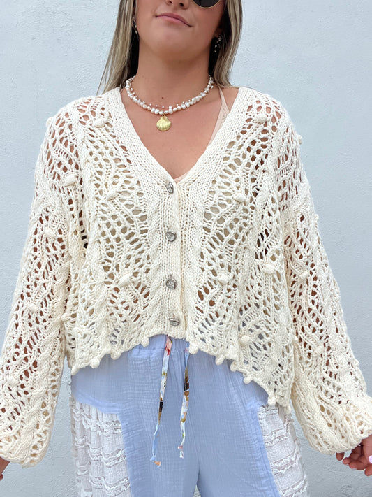 The Breezy Summer Night Cardigan - CREAM
